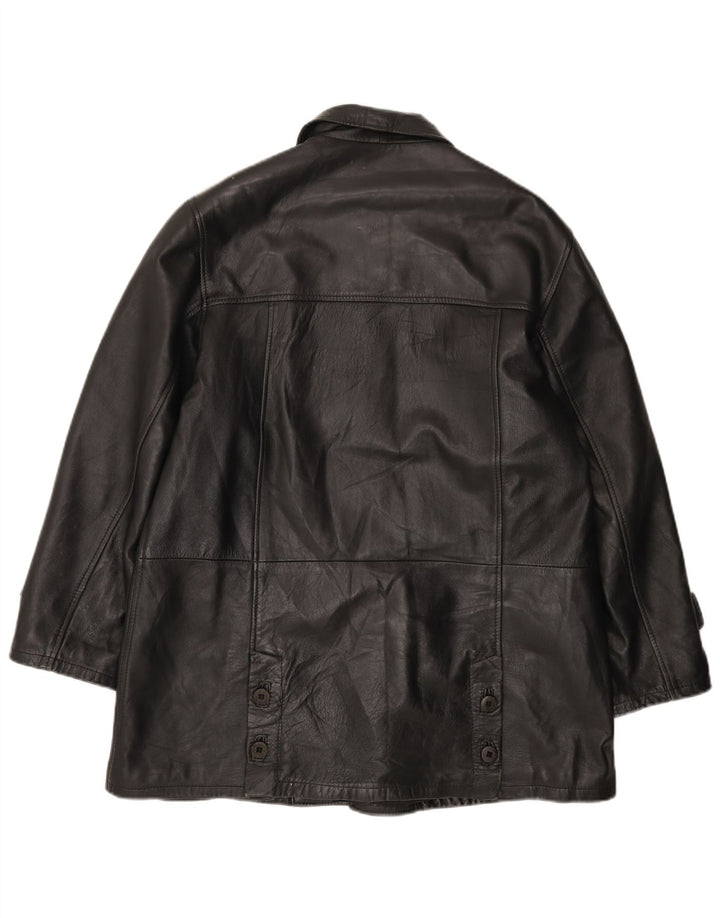 Vintage Γυναικείο Δερμάτινο Παλτό IT 46 Large Μαύρο