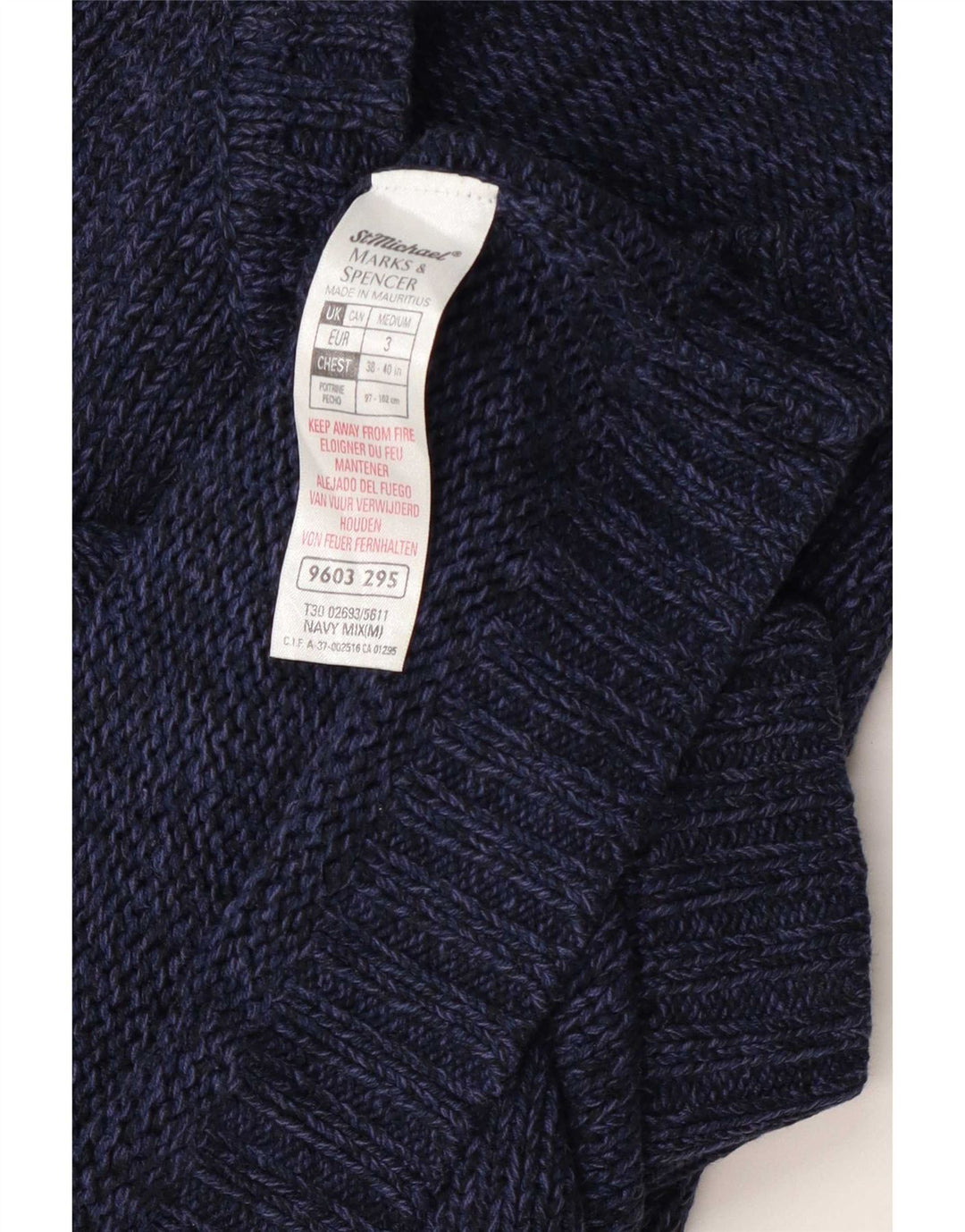 Ανδρικό πουλόβερ Marks & Spencer St. Michael με λαιμόκοψη με λαιμόκοψη με μεσαίο ναυτικό μπλε
