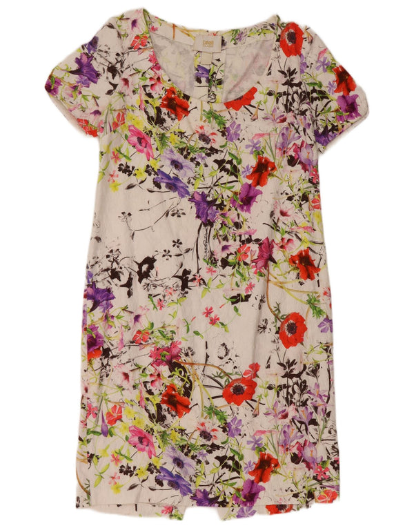 JUST CAVALLI Γυναικείο Φόρεμα Shift Size 2 Small White Floral Βαμβακερό