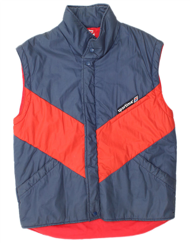 Vintage ανδρική επένδυση Gilet IT 48 Medium Navy Blue Colorblock Πολυεστέρας