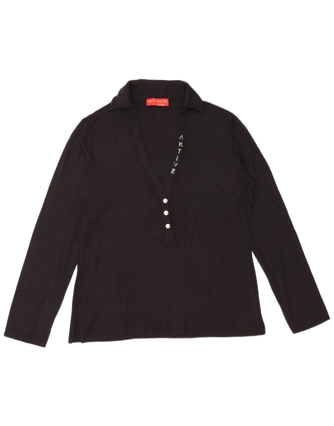 Γυναικείο μακρυμάνικο μπλουζάκι πόλο PERTE BY KRIZIA UK 14 μέτριο μαύρο βισκόζη