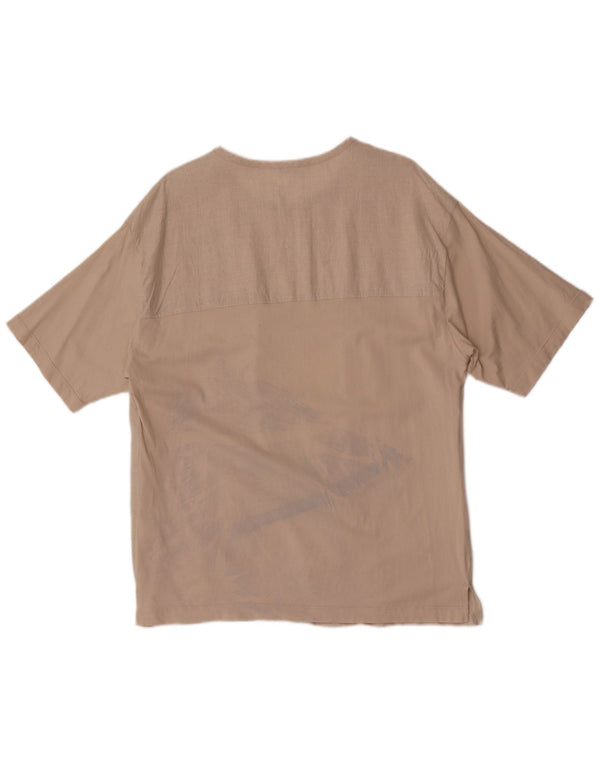 Ανδρικό T-Shirt Zara Top Large Beige Βαμβακερό