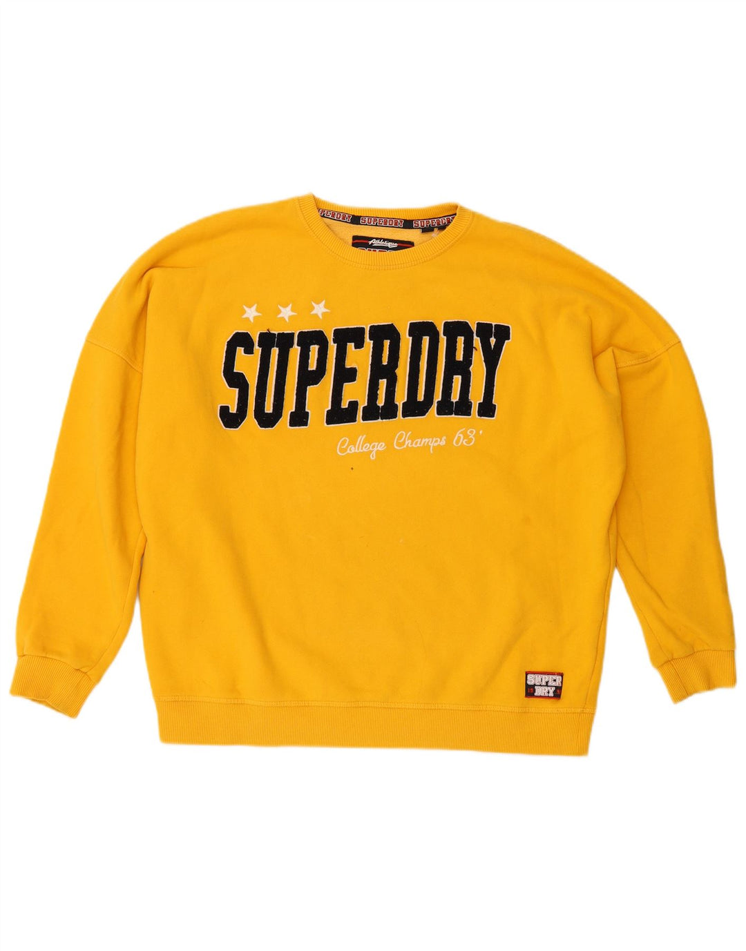SUPERDRY Γυναικεία υπερμεγέθη γραφική φούτερ Jumper UK 12 Medium Yellow