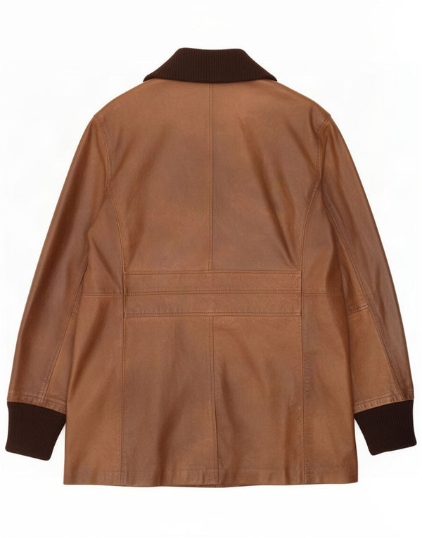 Vintage ανδρικό δερμάτινο παλτό UK 42 XL Brown Colourblock