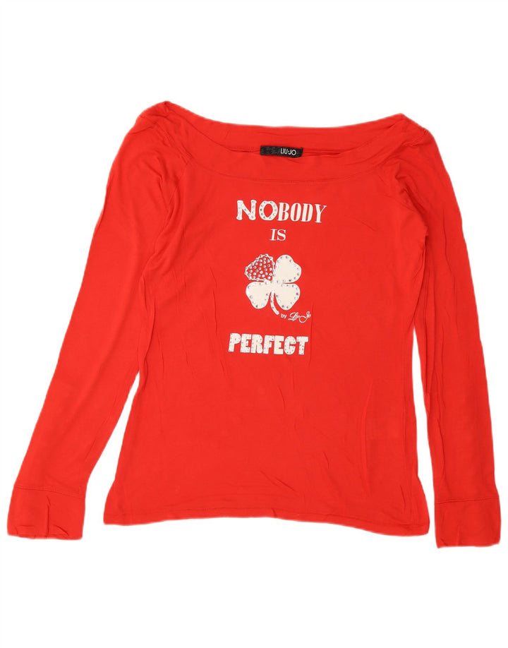 Liu Jo Womens Crop Graphic Top Μακρυμάνικο IT 44 Medium Red