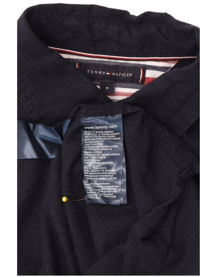 Ανδρικό κοντομάνικο πουκάμισο Tommy Hilfiger Λινό μεσαίο μπλε ναυτικό