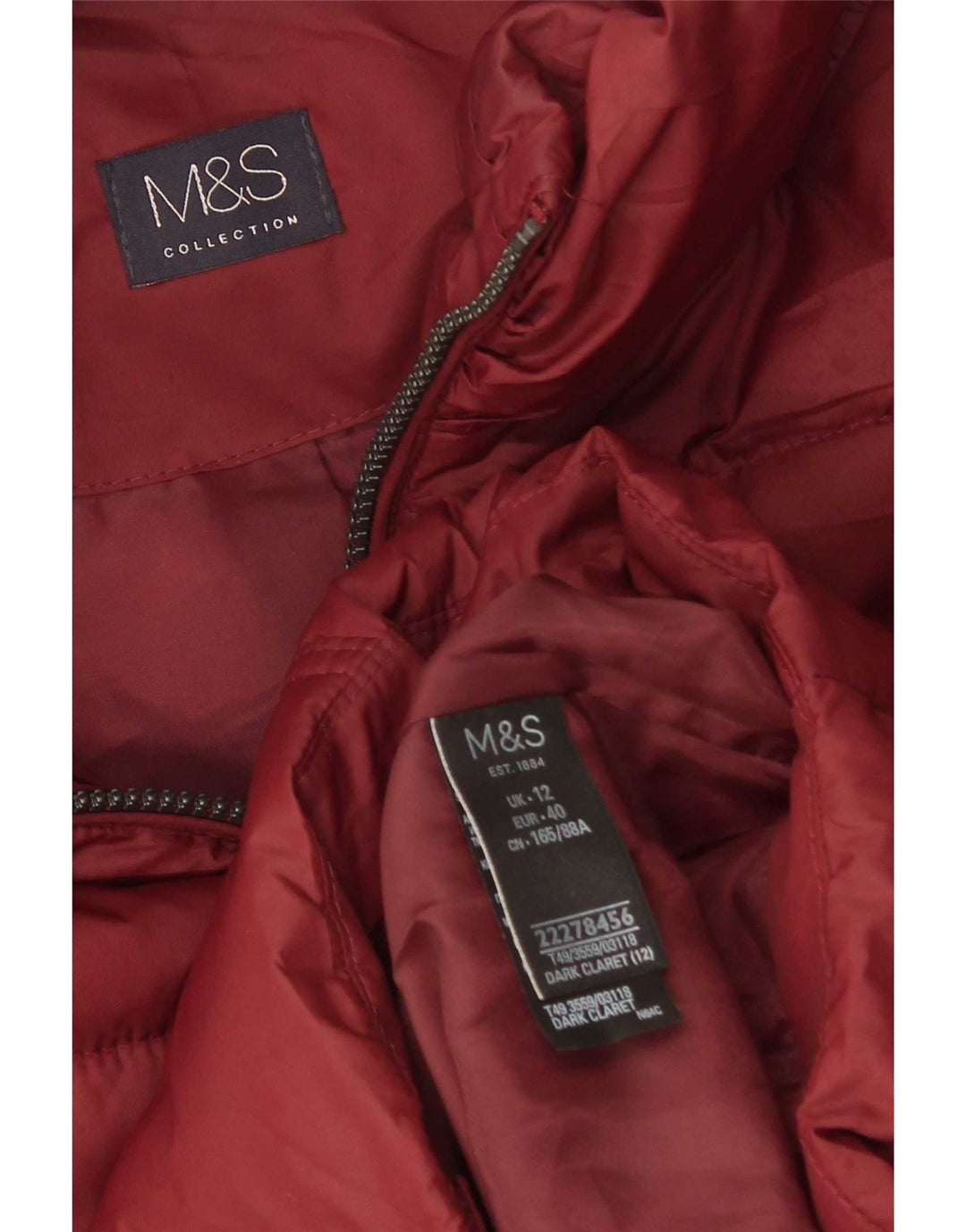 Marks & Spencer Γυναικείο μπουφάν με κουκούλα UK 12 μεσαίο πολυεστέρας μπορντό