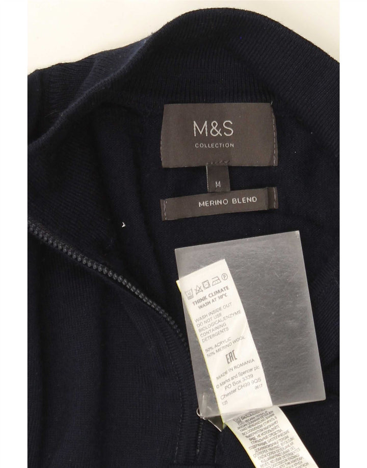 Ανδρικό πουλόβερ Marks & Spencer με φερμουάρ, μεσαίο μπλε ακρυλικό