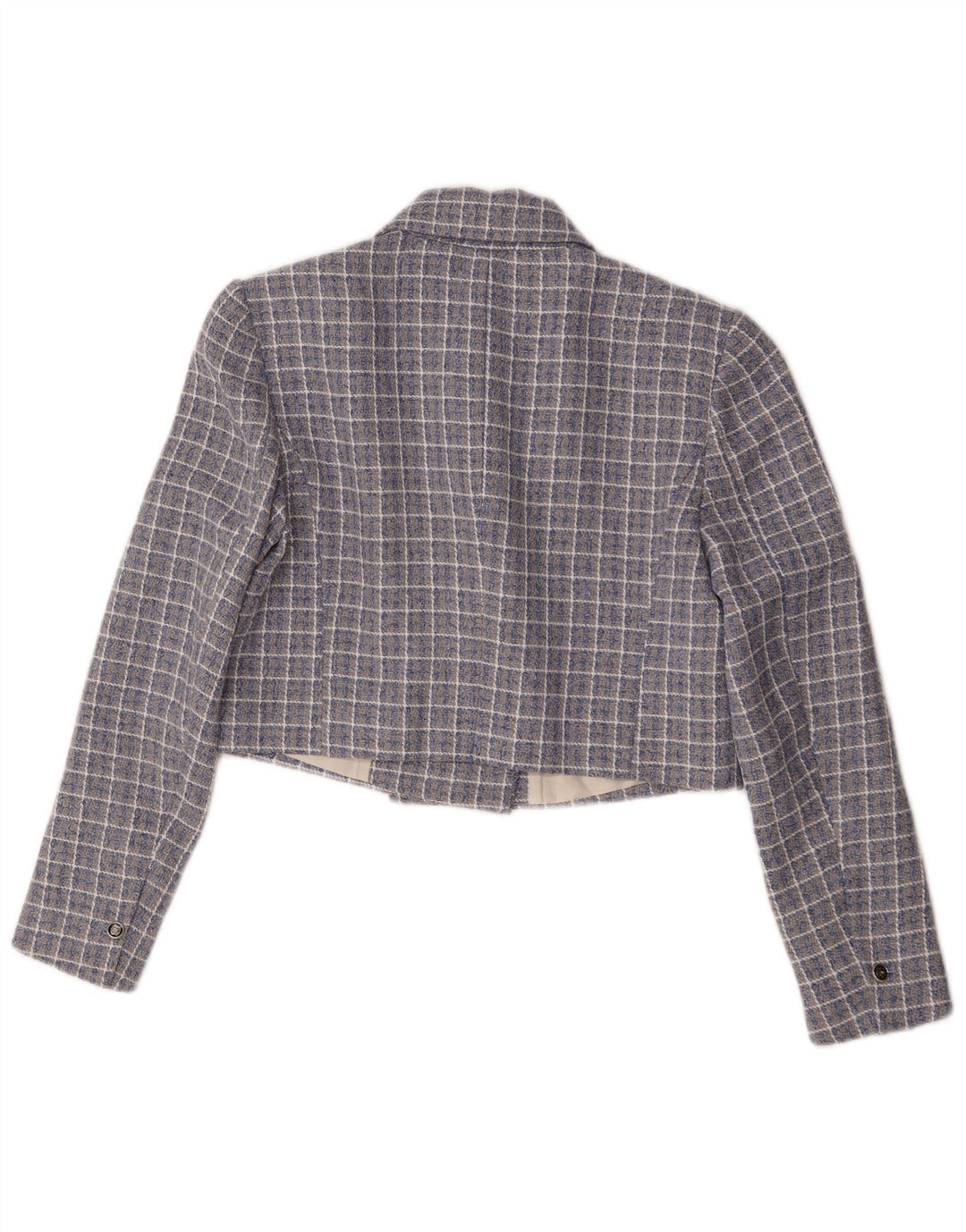 Zara Γυναικείο Μπουφάν Blazer με διπλό στήθος Crop UK 14 Medium Blue Check