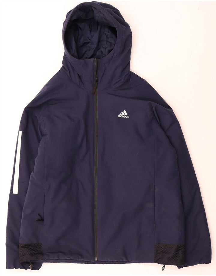 Adidas Ανδρικό μπουφάν με κουκούλα αντιανεμικό UK 40 Large Navy Blue Polyester