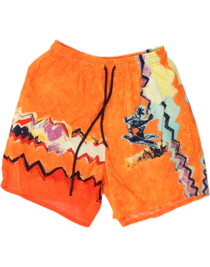 SANTO STEFANO Mens Abstract Pattern Swimming Shorts Large Orange Polyamide Vintage Santo Stefano and Second-Hand Santo Stefano from Messina Hembry 