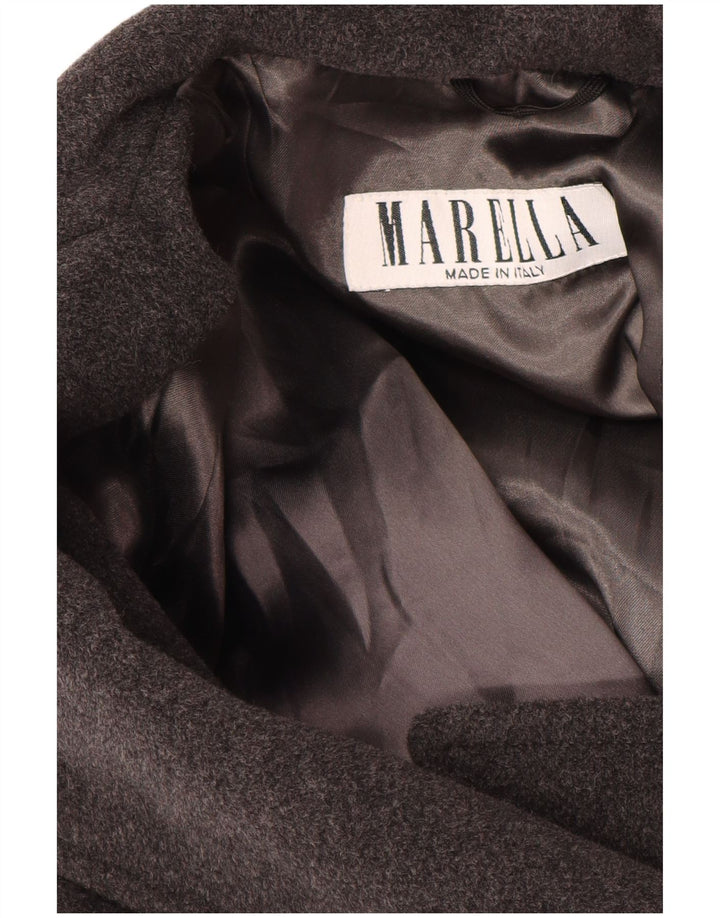 MARELLA Γυναικείο παλτό με διπλό στήθος UK 14 μεγάλο γκρι παρθένο μαλλί