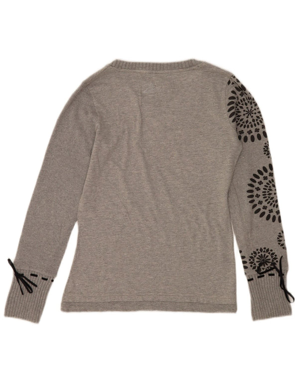 Desigual Γυναικείο τοπ μακρυμάνικο UK 14 Medium Grey Heart
