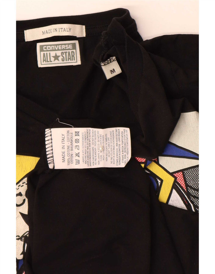 Converse Γυναικείο Γραφικό Μπλουζάκι Μακρυμάνικο UK 12 Μεσαίο Μαύρο Βαμβακερό
