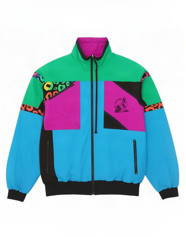 Vintage Mens Tracksuit Top Jacket IT 50 Medium Multicoloured Colourblock