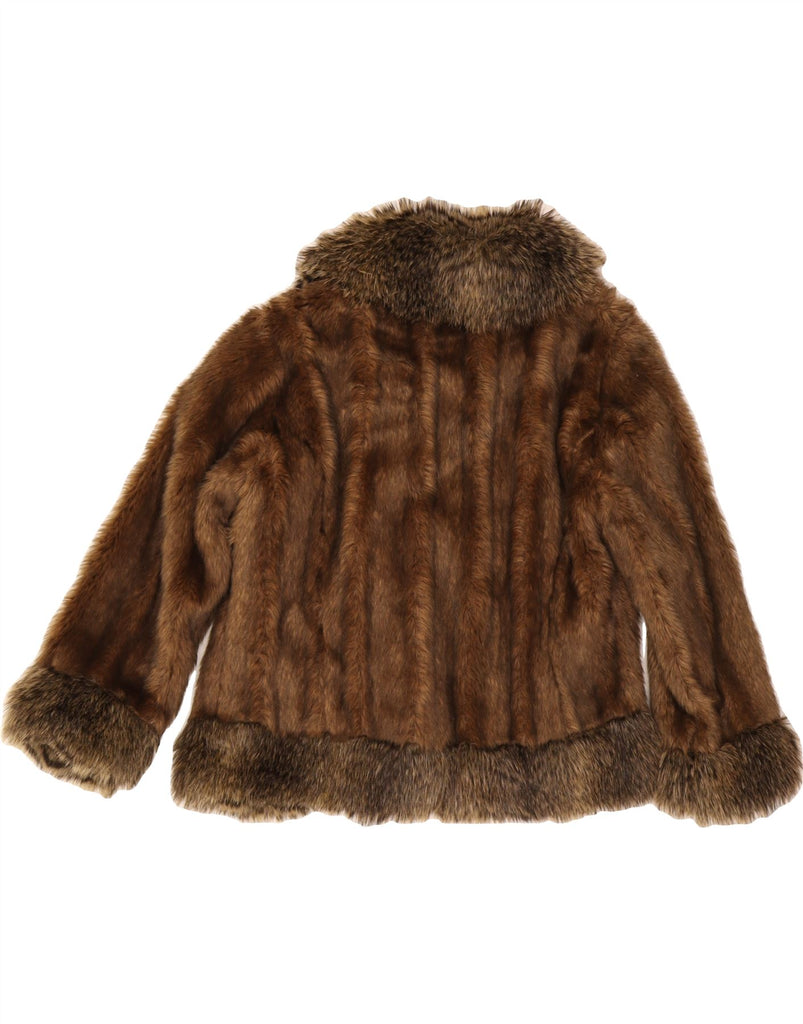 PER UNA Womens Faux Fur Jacket UK 14 Medium Brown Vintage Per Una and Second-Hand Per Una from Messina Hembry 
