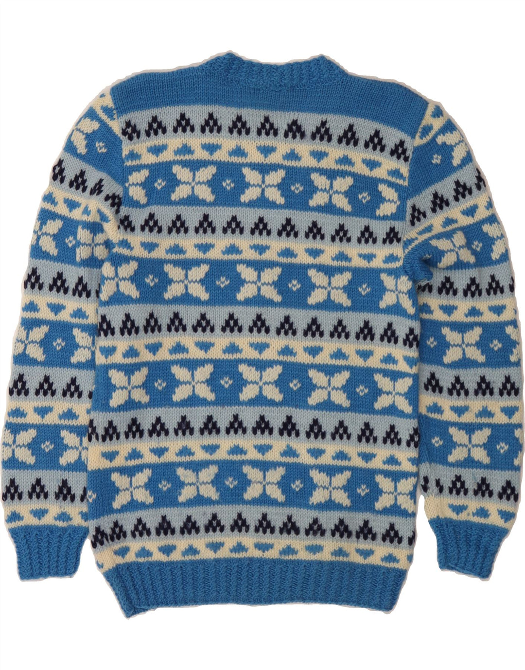Ανδρικό πουλόβερ με λαιμόκοψη VINTAGE Small Blue Fair Isle