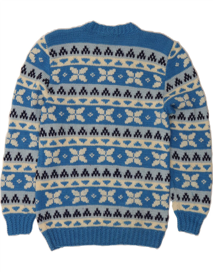 Ανδρικό πουλόβερ με λαιμόκοψη VINTAGE Small Blue Fair Isle