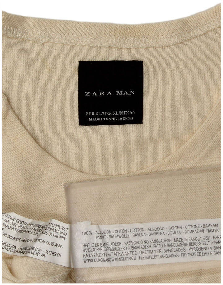Ανδρικό τοπ Zara Μακρυμάνικο XL Μπεζ βαμβακερό