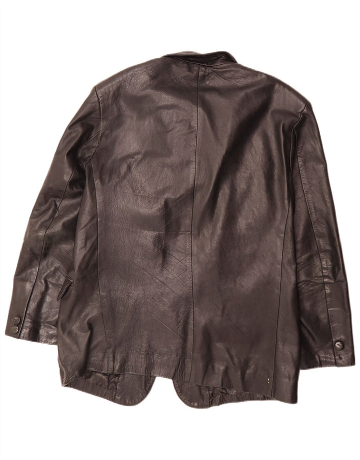 Vintage Ανδρικό Δερμάτινο Μπουφάν με 3 Κουμπιά IT 54 XL Μαύρο