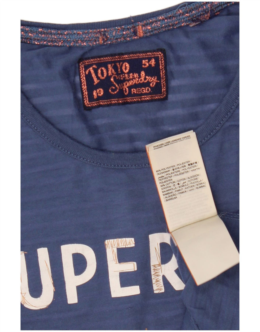 Γυναικείο γραφικό μπλουζάκι Superdry Top UK 10 Small Blue Polyester
