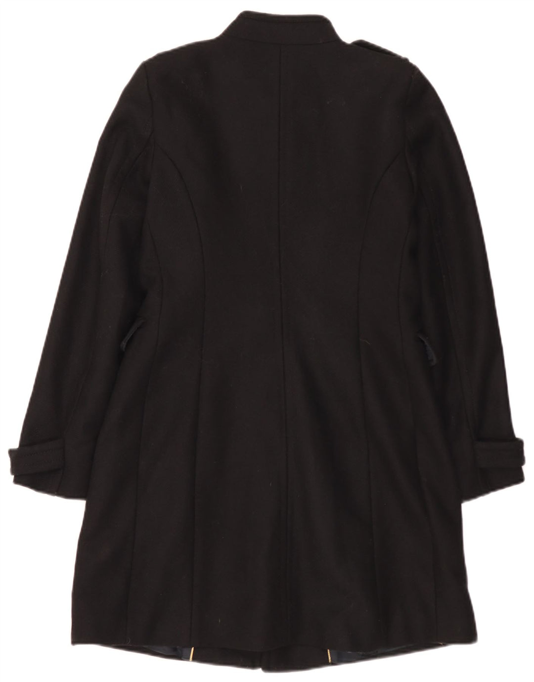 Zara Γυναικείο Military Double Breasted Coat UK 12 Medium Black Wool