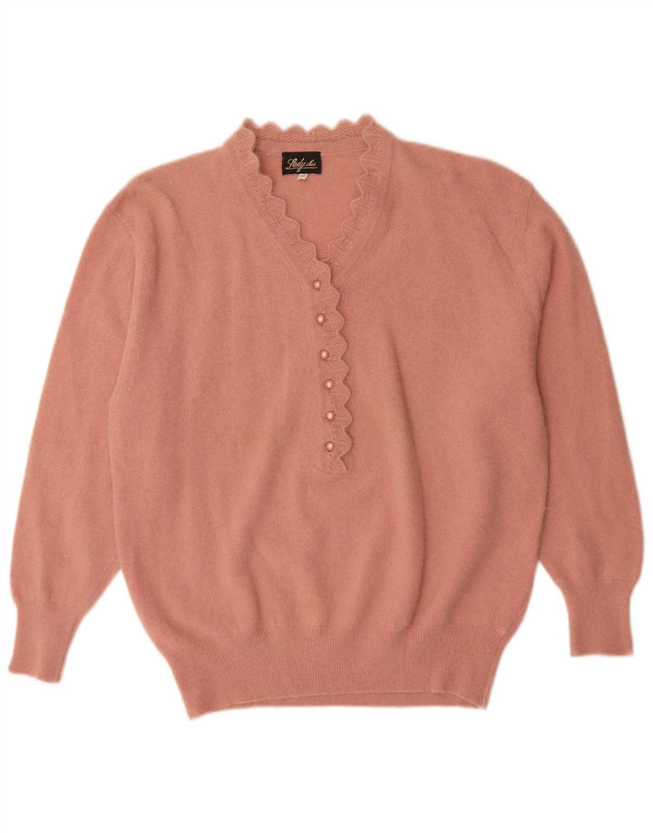 Vintage γυναικείο πουλόβερ με λαιμό και λαιμό IT 52 2XL Pink Angora