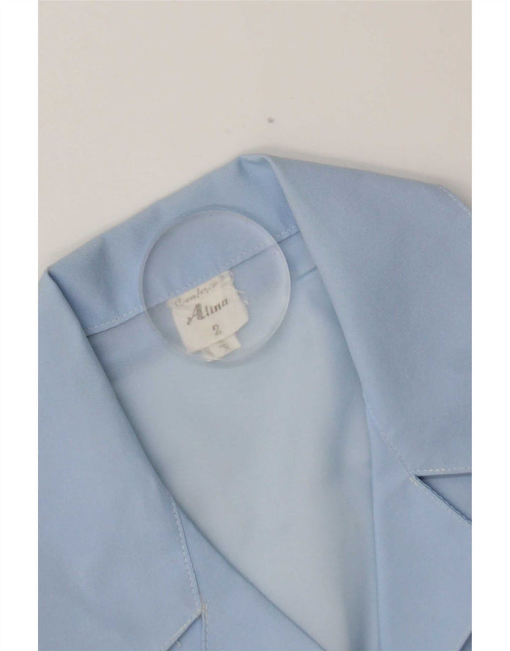Vintage γυναικείο κοντομάνικο μπλούζα UK 14 Medium Blue Polyester