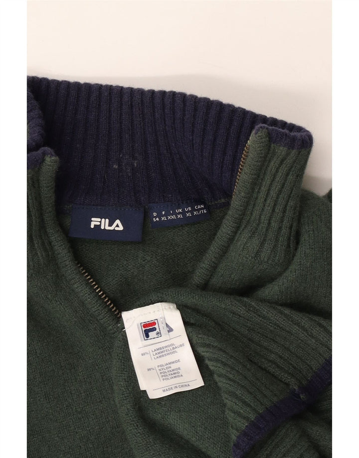 FILA γυναικείο πουλόβερ με φερμουάρ UK 18 XL Khaki Lambswool