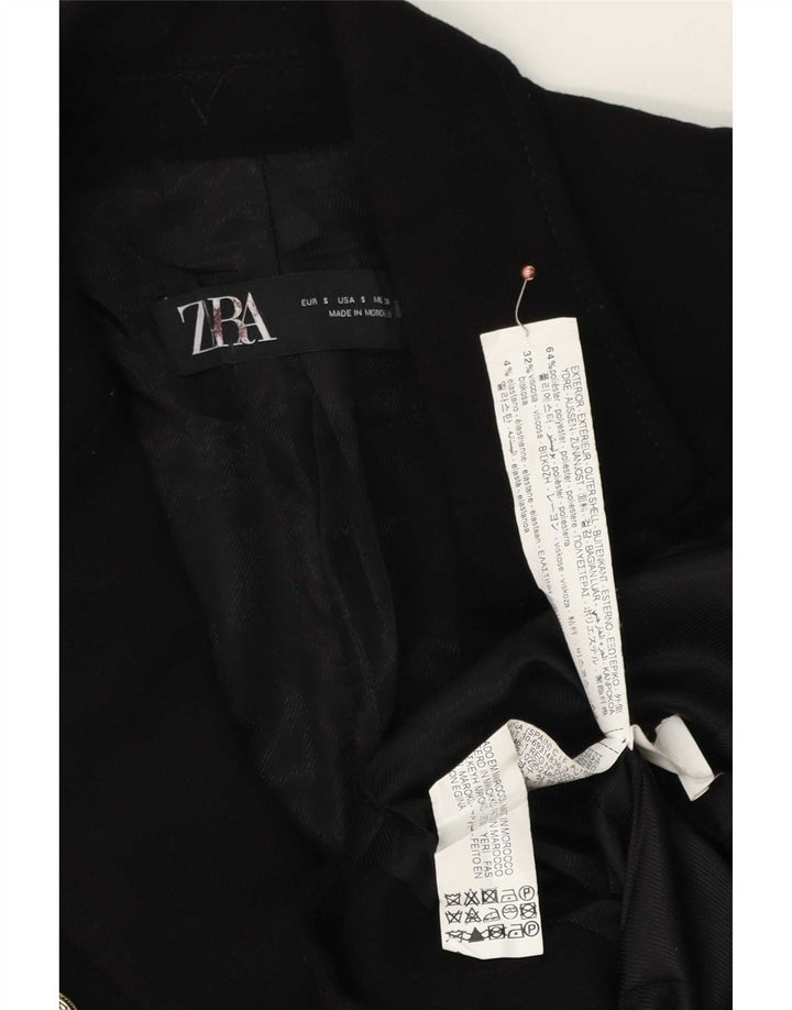 Zara Γυναικείο Μπλέιζερ Διπλό Μπουφάν UK 10 Μικρό Μαύρο Πολυεστέρα