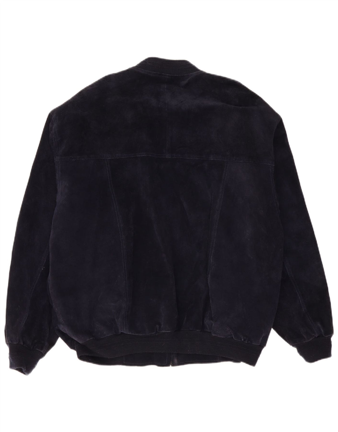 VINTAGE Ανδρικό Suede Bomber Jacket IT 54 2XL Navy Blue Leather