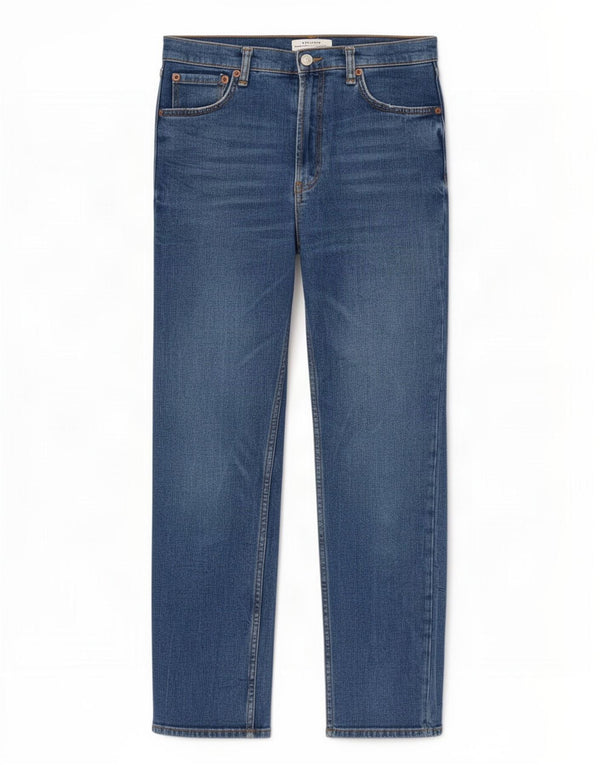 Zara Γυναικείο Straight Jeans EU 34 2XS W24 L26 Blue Cotton