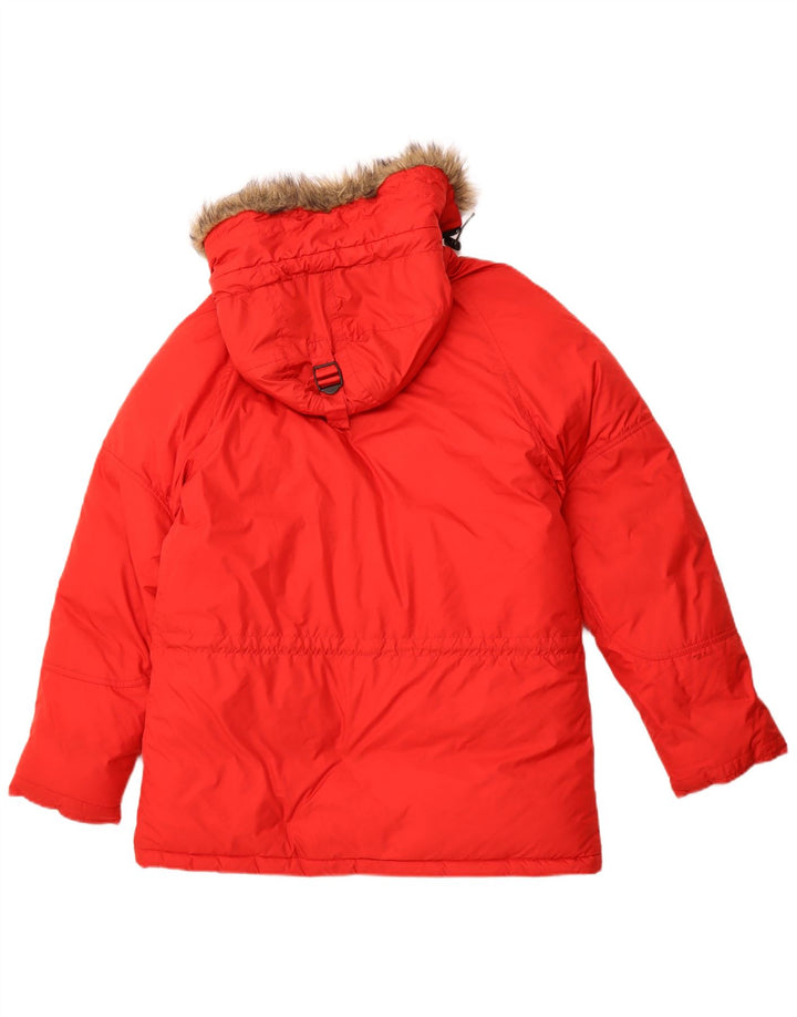 RALPH LAUREN Γυναικείο μπουφάν Parka με κουκούλα UK 14 Medium Red Winter