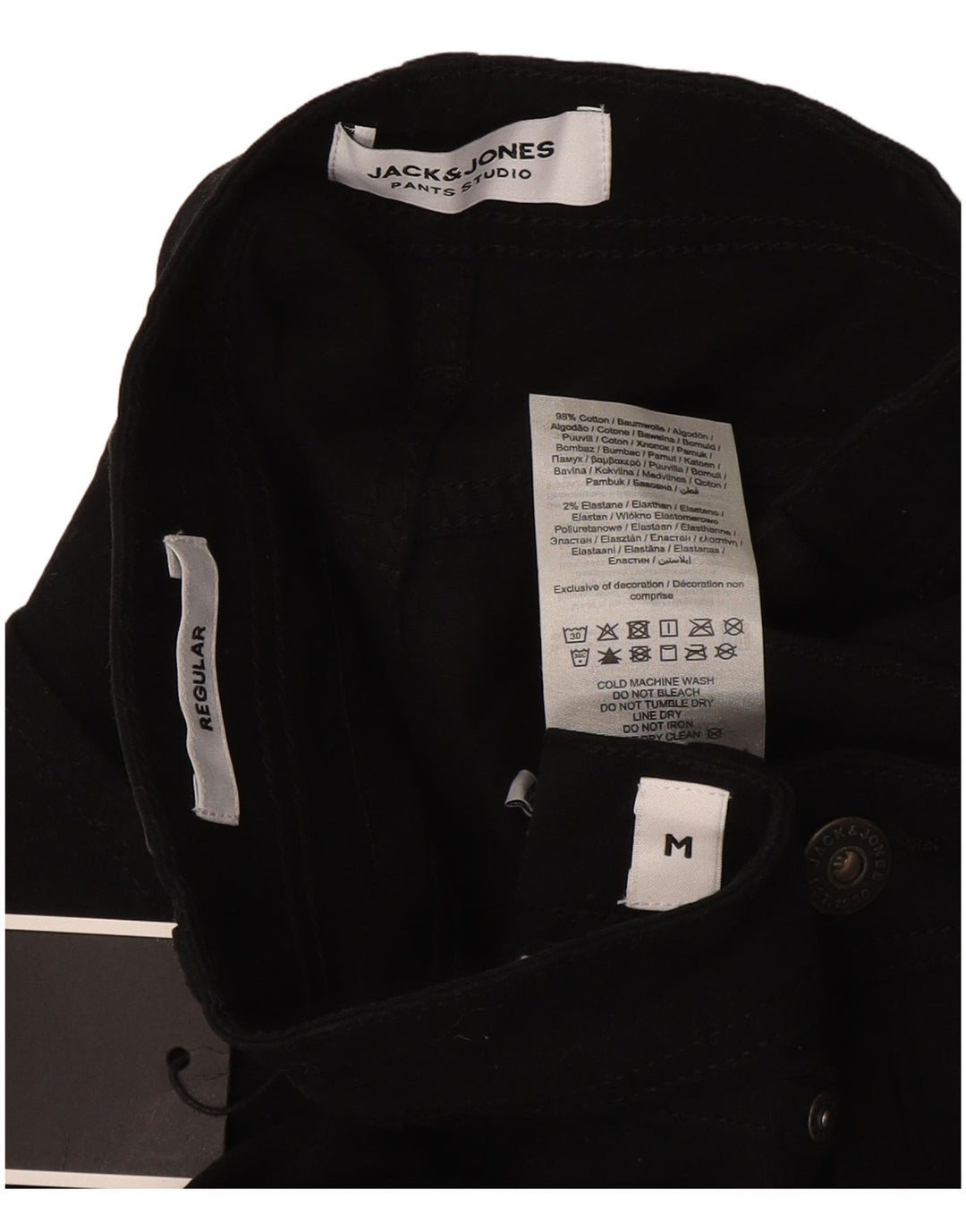 Ανδρικό κανονικό σορτς Jack & Jones, μεσαίο W32, μαύρο βαμβακερό