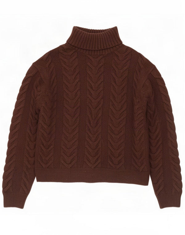 Marks & Spencer Γυναικείο πουλόβερ με ρολό λαιμόκοψη UK 14 Medium Brown Acrylic