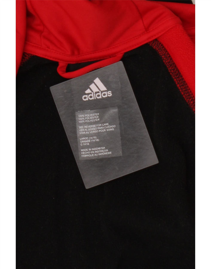Πουλόβερ ADIDAS Boys Climawarm Zip Hoodie 14-15 ετών Μεγάλο Μαύρο