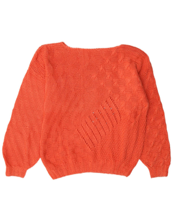 Vintage γυναικείο πουλόβερ με λαιμόκοψη UK 16 Large Orange