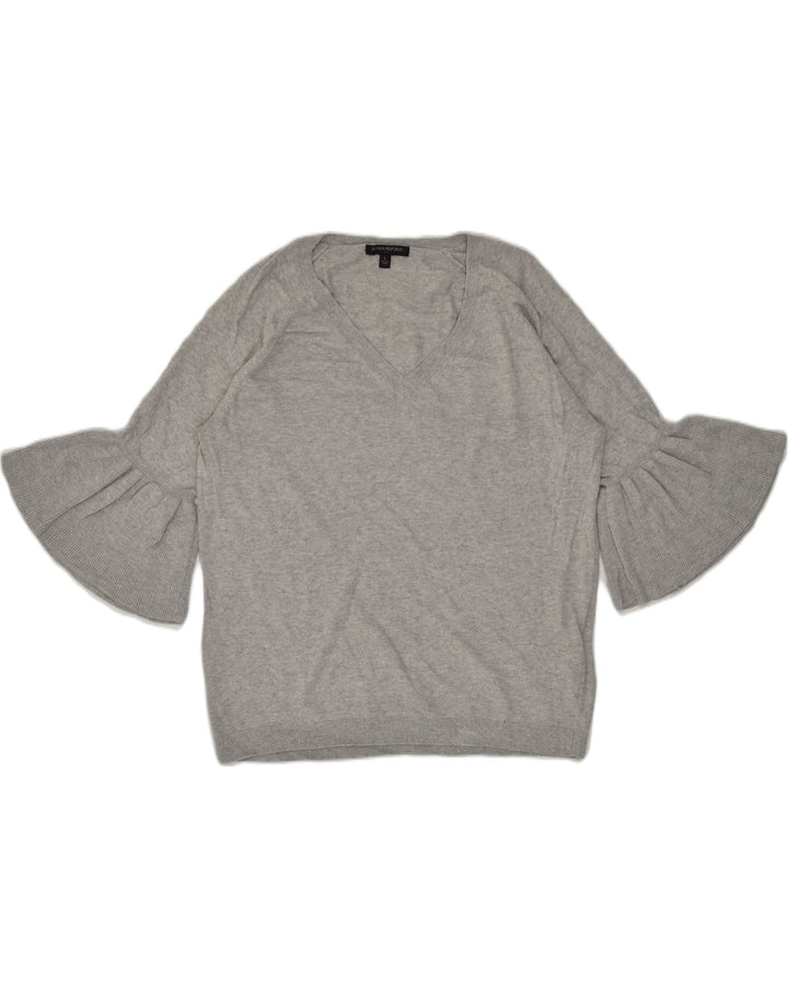BANANA REPUBLIC Womens 3/4 Sleeve V-Neck Jumper Sweater UK 16 Large Grey | Vintage Banana Republic | Thrift | Second-Hand Banana Republic | Used Clothing | Messina Hembry 