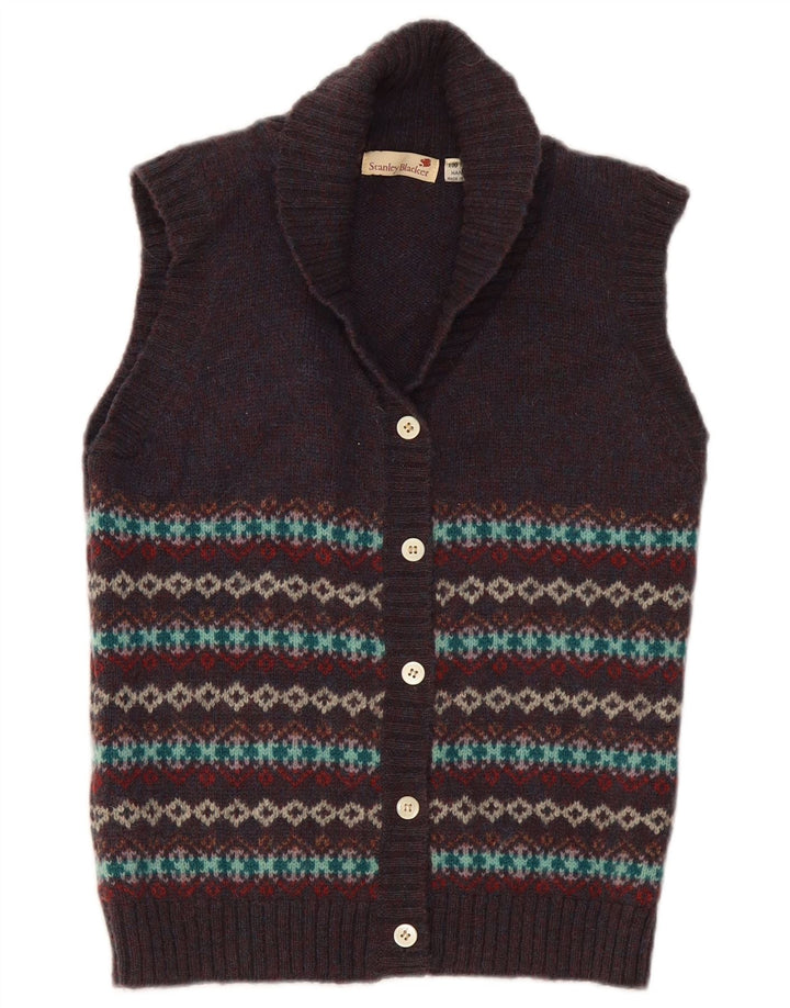 Stanley Blacker γυναικεία ζακέτα πουλόβερ UK 10 Small Navy Blue Fair Isle