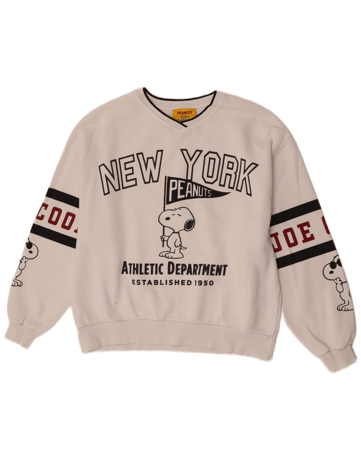 Pull & Bear Ανδρικό γραφικό φούτερ με φιστίκια, μεσαίο λευκό χρώμα