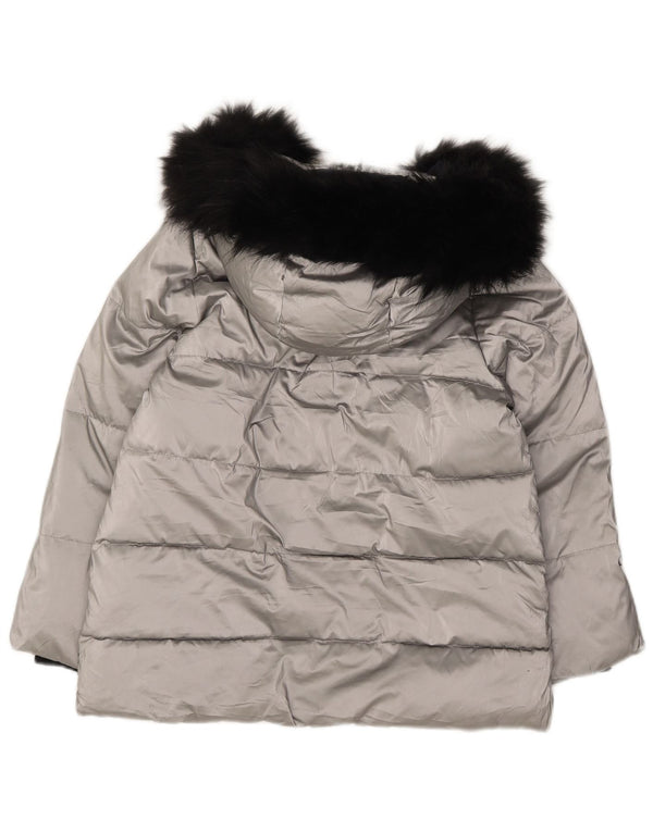 Zara Girls Hooded Jacket με επένδυση 11-12 ετών Ασημένιο Πολυεστέρας