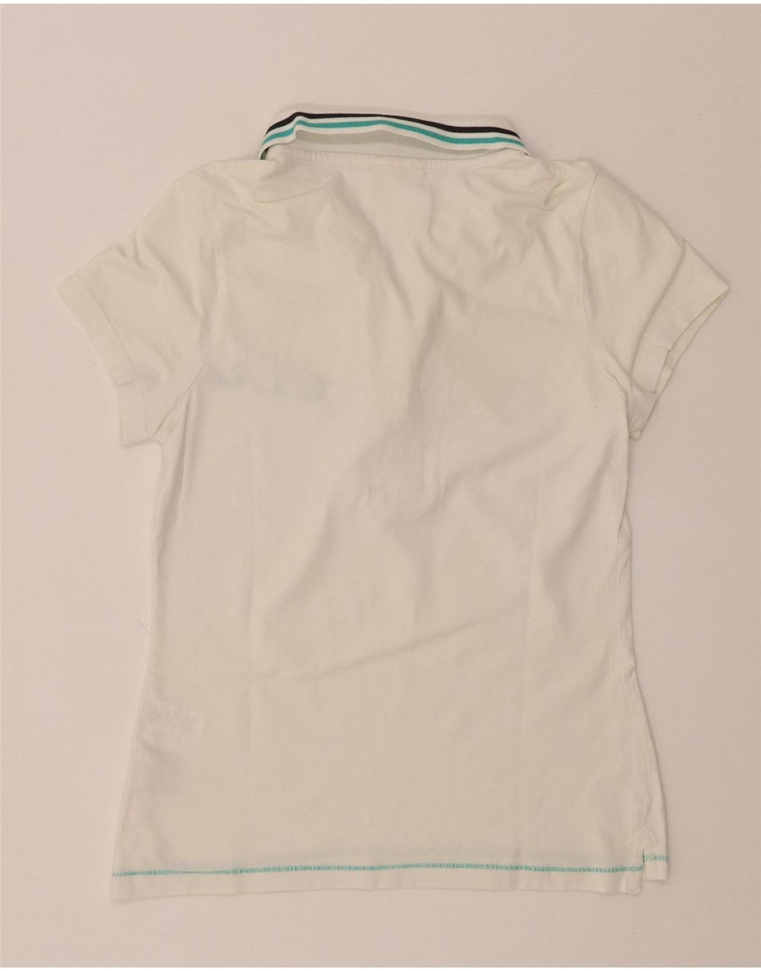 THINK PINK Γυναικείο γραφικό πόλο μπλουζάκι UK 8 μικρό λευκό βαμβακερό