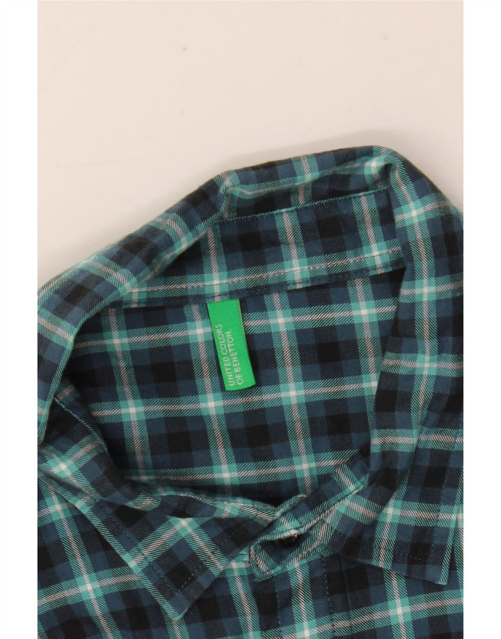 Benetton Ανδρικό ψηλό φανελένιο πουκάμισο μεγάλο navy blue Gingham