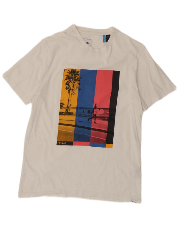 O'Neill Ανδρικό T-Shirt με κανονική εφαρμογή γραφικό μπλουζάκι μεγάλο λευκό βαμβακερό
