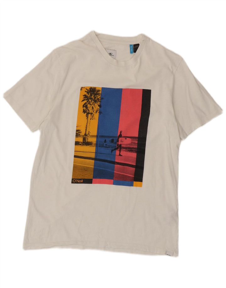 O'Neill Ανδρικό T-Shirt με κανονική εφαρμογή γραφικό μπλουζάκι μεγάλο λευκό βαμβακερό