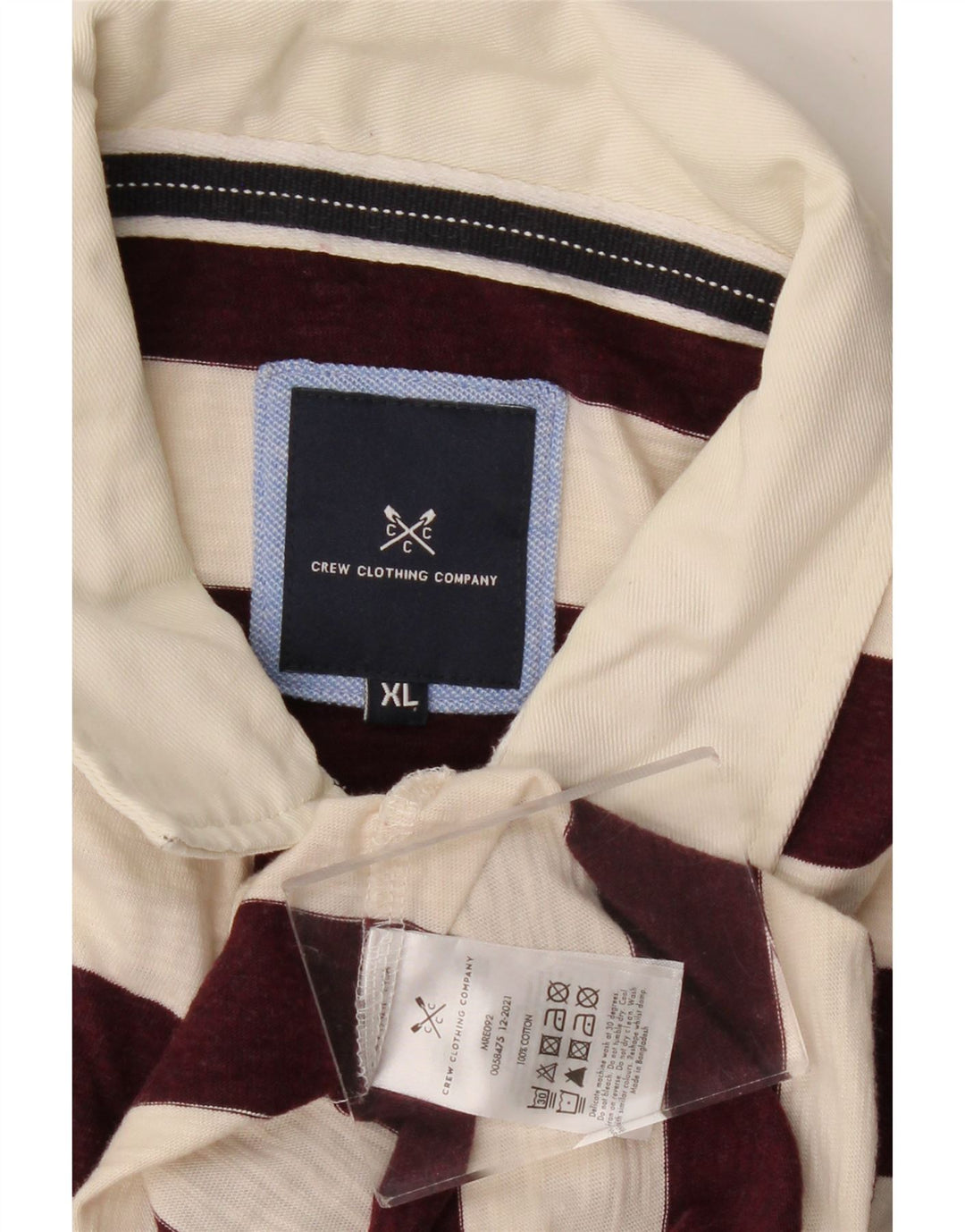 CREW CLOTHING Ανδρικό πουκάμισο πόλο XL Βουργουνδίας ριγέ βαμβακερό