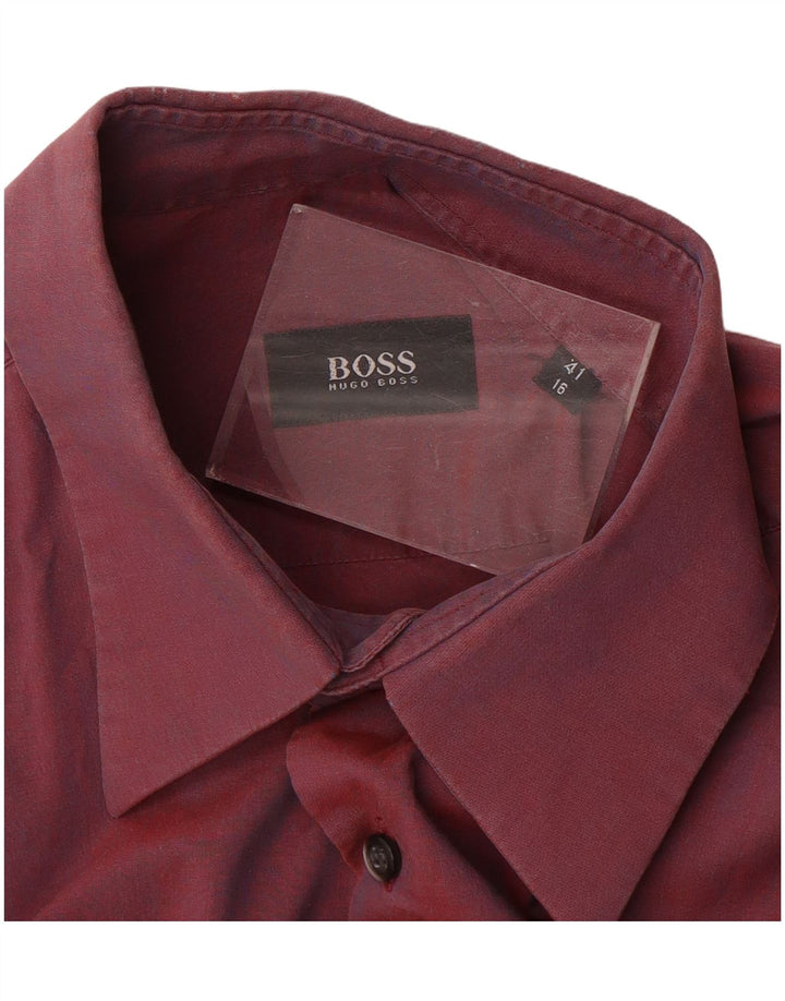 Ανδρικό πουκάμισο Hugo Boss Νούμερο 41 16 Μεγάλο Βουργουνδί
