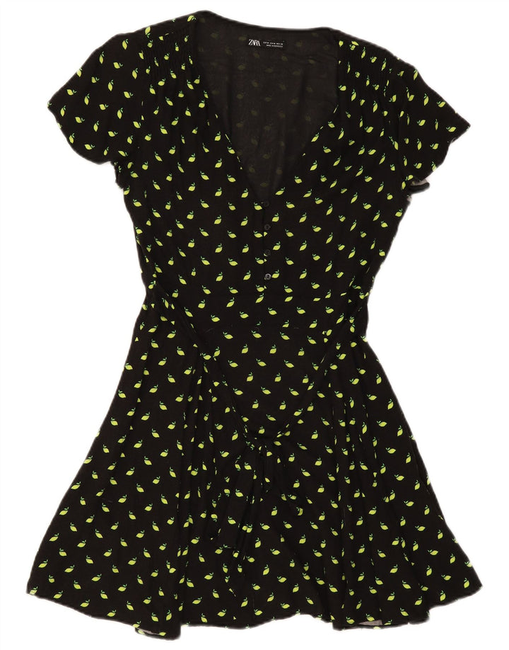 Zara Γυναικείο φόρεμα A-Line UK 12 Medium Black Spotted