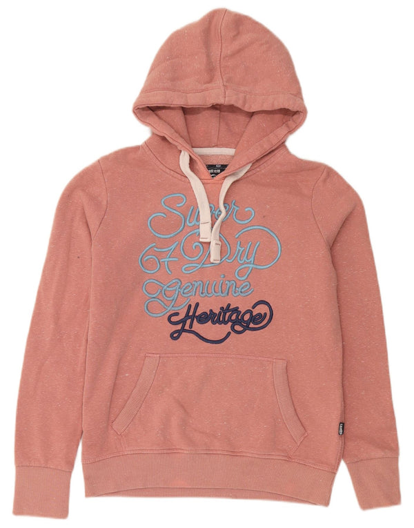 Superdry γυναικείο γραφικό μπλουζάκι με κουκούλα UK 12 Βαμβακερό μεσαίο ροζ φλιτζάνι