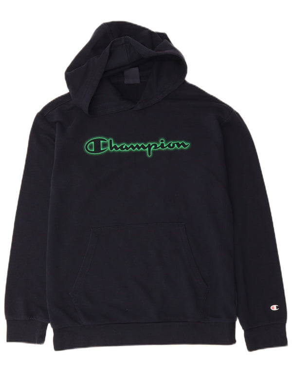 Champion Boys Graphic Hoodie Jumper 13-14 Years XL Navy Blue